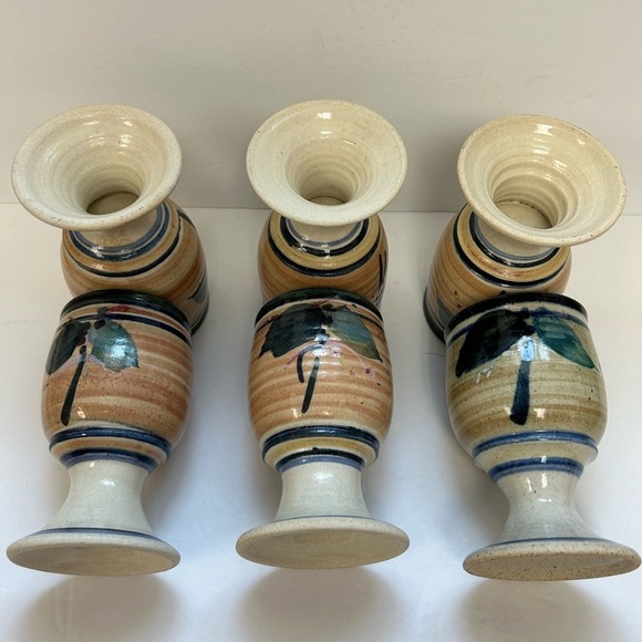 Studio Art Pottery / Set of 6/ Hand Thrown/ water-Wine Goblets / NWOT/ STUNNING - Picture 6 of 13